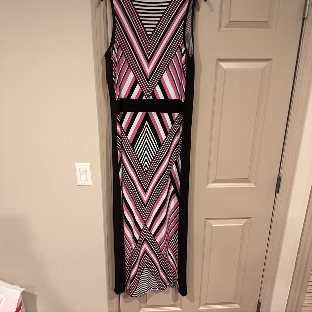 Michael Kors Pink and Black Striped Maxi Dress